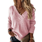 Brielle | Women's Relaxed V-Neck Oversized Jumper, Chunky Knit Sweater | The Dress Cellar