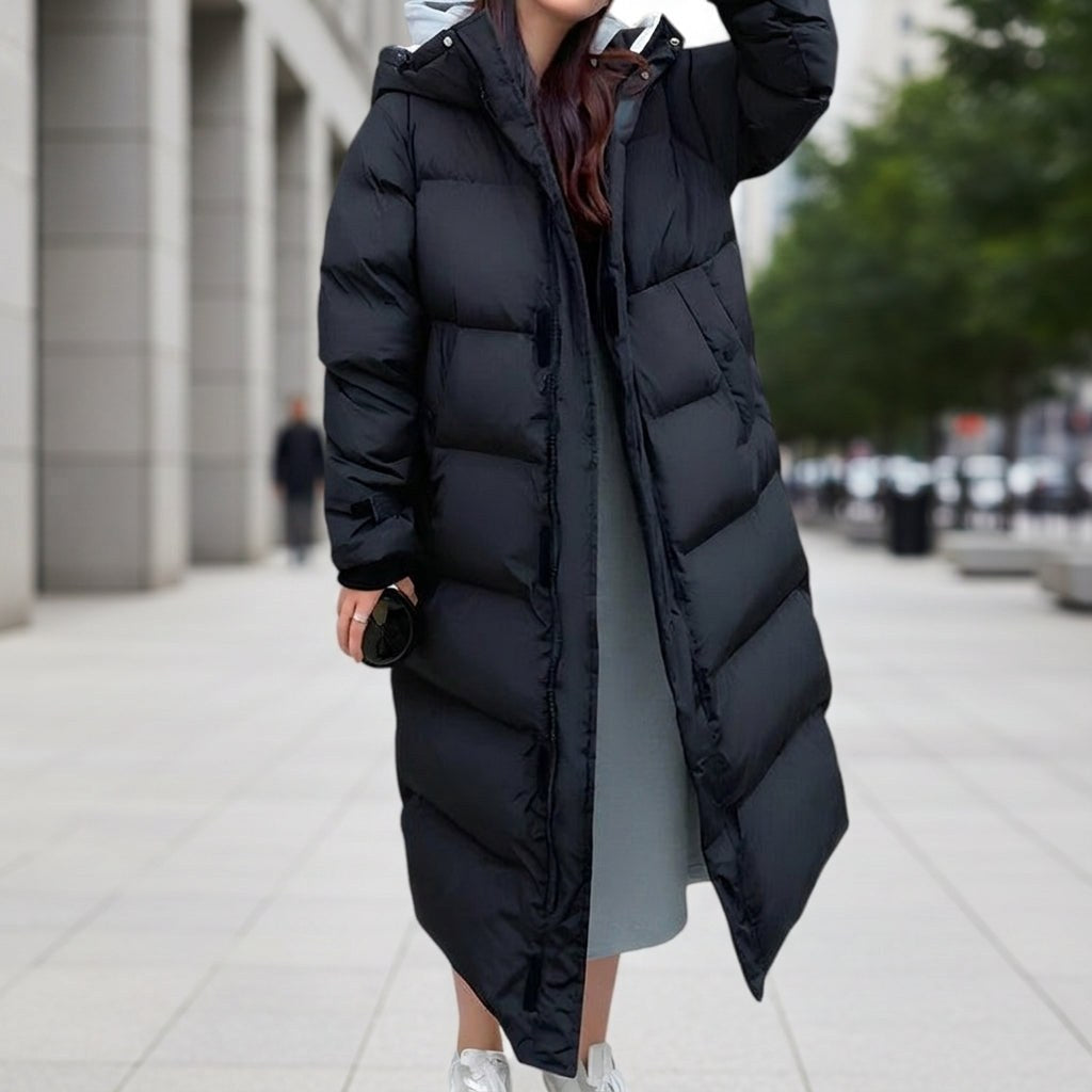 Brigitte | Women's Waterproof Quilted Parka Jacket, Long Hooded Winter Coat | The Dress Cellar