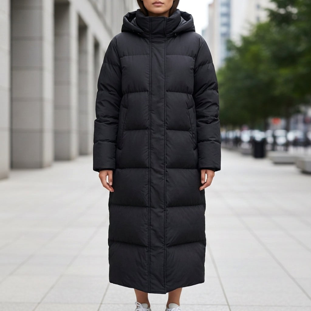 Brigitte | Women's Waterproof Quilted Parka Jacket, Long Hooded Winter Coat | The Dress Cellar