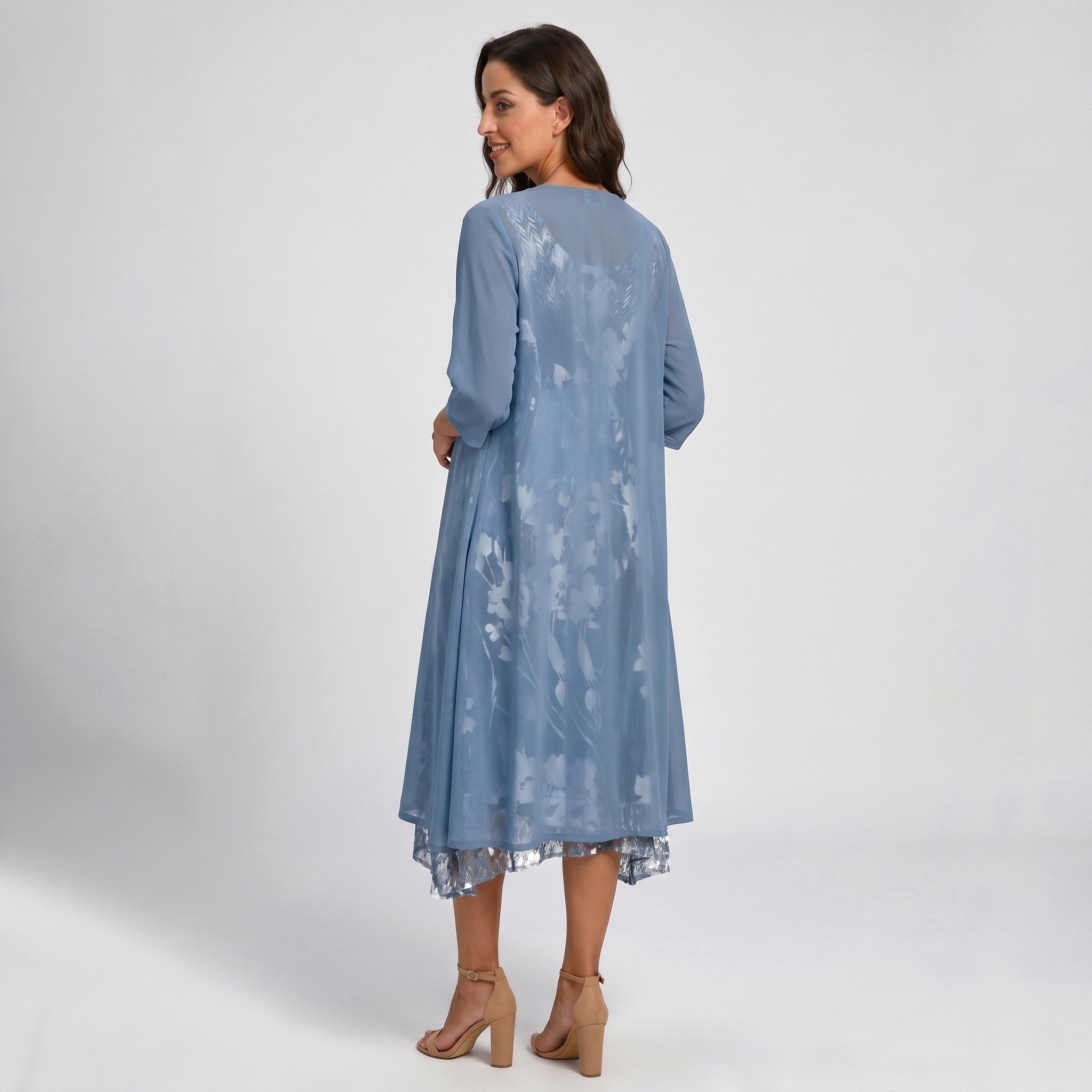 Bristol | Women's Layered Open-Front Midi Set - Pink
