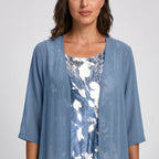 Bristol | Women's Layered Open-Front Midi Set - Light Blue