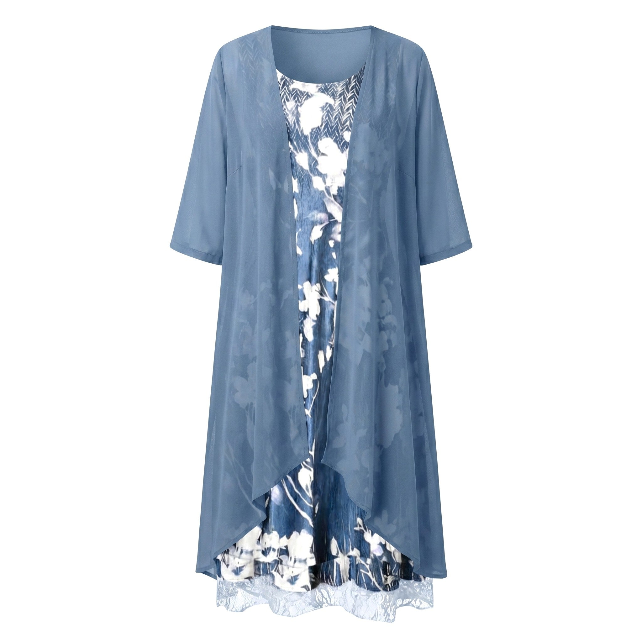Bristol | Women's Layered Open-Front Midi Set - Green