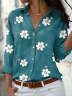 Brittany | Women's Floral Print Blouse - Green