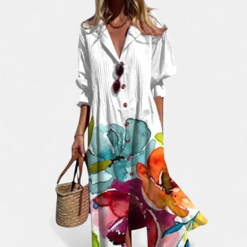 Brooke | Women's Boho Maxi Dress - White