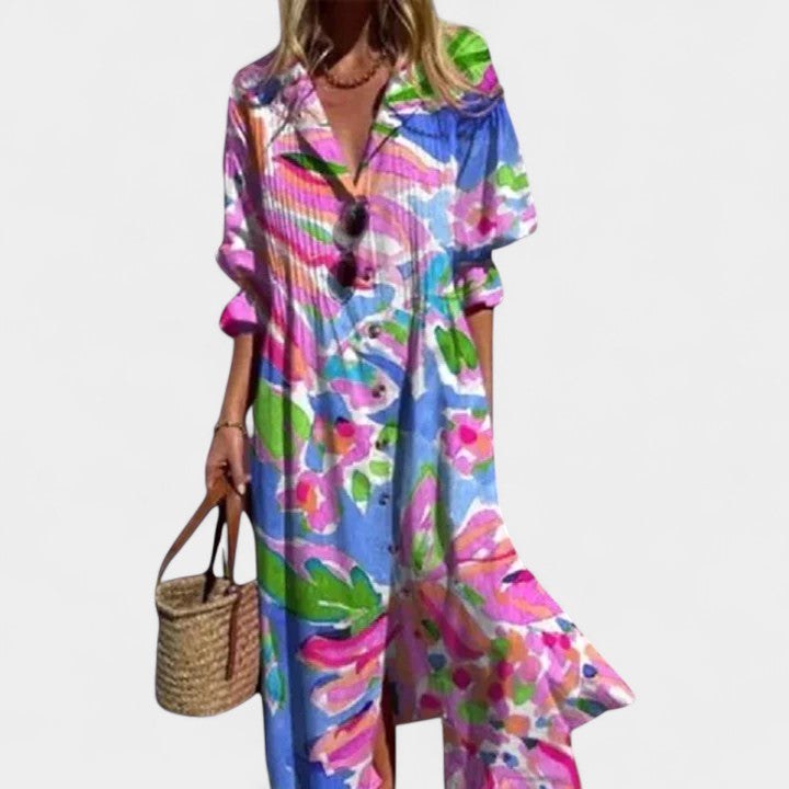 Brooke | Women's Boho Maxi Dress - Pink