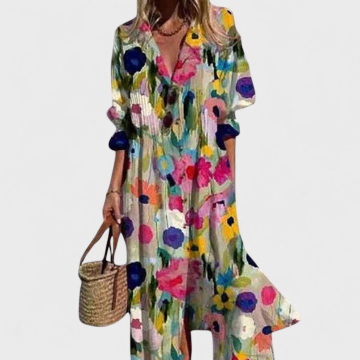 Brooke | Women's Boho Maxi Dress - Multicolored 1