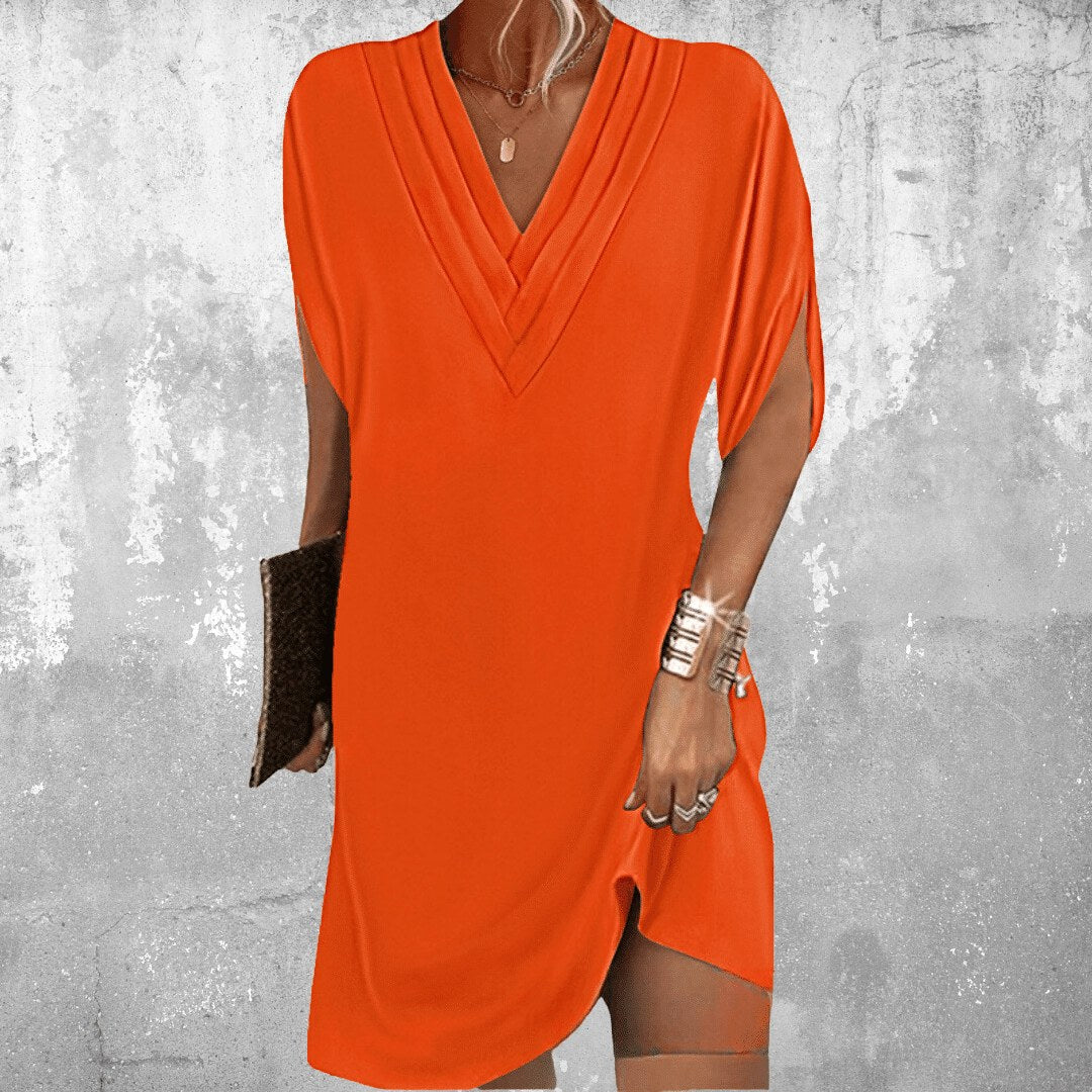Brooke | Women's Elegant Tummy-Control Midi Dress - Orange