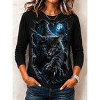 Brooke | Women's Graphic Halloween Top, Crew Neck Print Tee | The Dress Cellar | Black