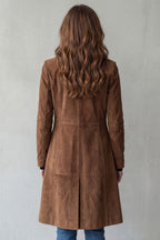 Molly | Women's Long Button-Front Wool Coat, Tailored Winter Coat | The Dress Cellar | Charcoal