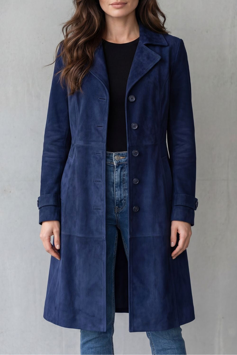 Molly | Women's Long Button-Front Wool Coat, Tailored Winter Coat | The Dress Cellar