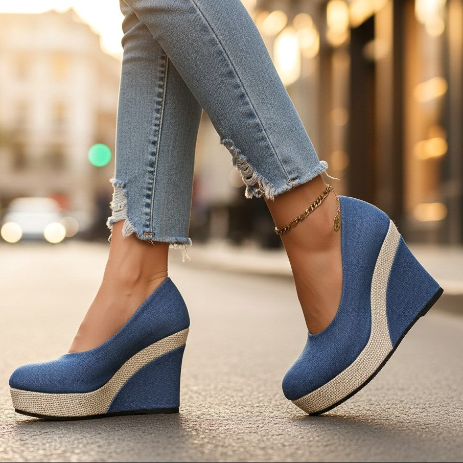 Brooke | Women's Wedge Slip-On Shoes - Blue