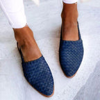 Brooke | Women's Woven Vegan Leather Ballerinas - Blue