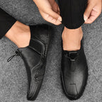 Caleb | Men's Slip-On Shoes with Elastic Side Panels, Casual Slip-On Shoes | The Dress Cellar | Black