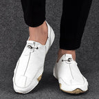 Caleb | Men's Slip-On Shoes with Elastic Side Panels, Casual Slip-On Shoes | The Dress Cellar | White