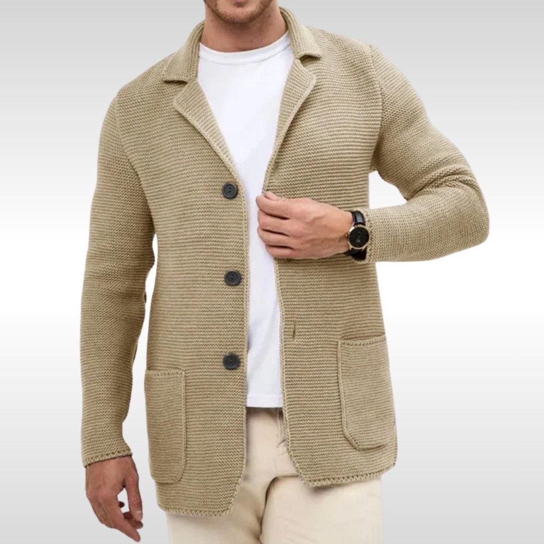 Caleb | Men's Textured Knit Cardigan, Relaxed-Fit Everyday Cardigan | The Dress Cellar | Blue
