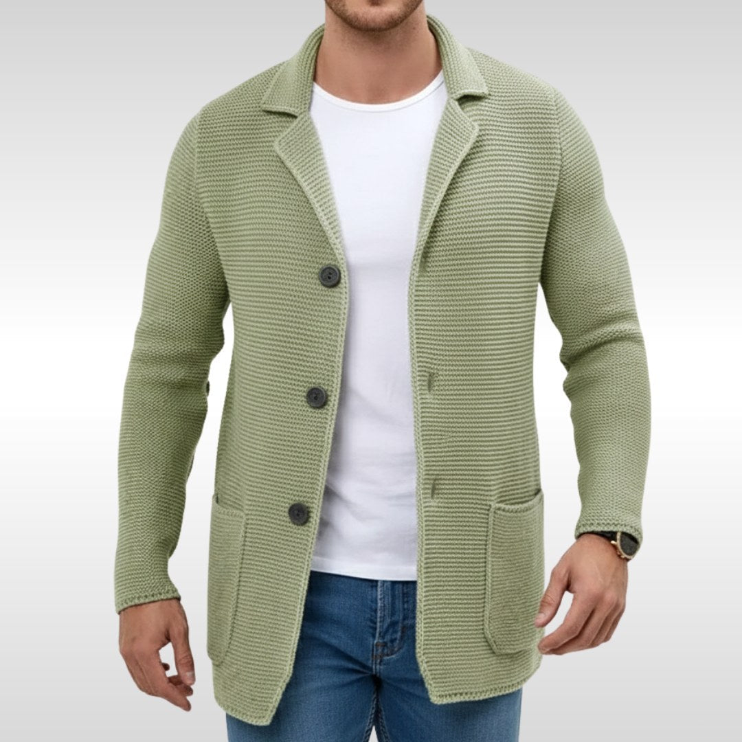 Caleb | Men's Textured Knit Cardigan, Relaxed-Fit Everyday Cardigan | The Dress Cellar | Green