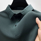 Kenneth | Men's Textured Polo Shirt with Short Sleeves, Button-Down Collar Polo | The Dress Cellar