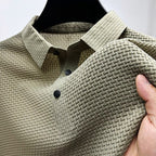 Kenneth | Men's Textured Polo Shirt with Short Sleeves, Button-Down Collar Polo | The Dress Cellar