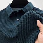 Kenneth | Men's Textured Polo Shirt with Short Sleeves, Button-Down Collar Polo | The Dress Cellar