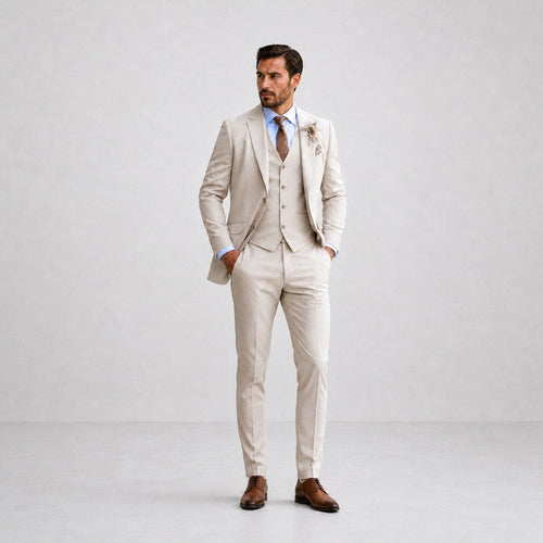 Callum | Men's Linen Three-Piece Suit with Waistcoat, Tailored Blazer Suit | The Dress Cellar | Black