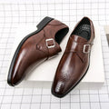 Cameron | Men's Dress Shoes with Single Strap Buckle, Formal Strap Loafers | The Dress Cellar | Brown
