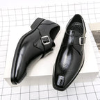 Cameron | Men's Dress Shoes with Single Strap Buckle, Formal Strap Loafers | The Dress Cellar | Black