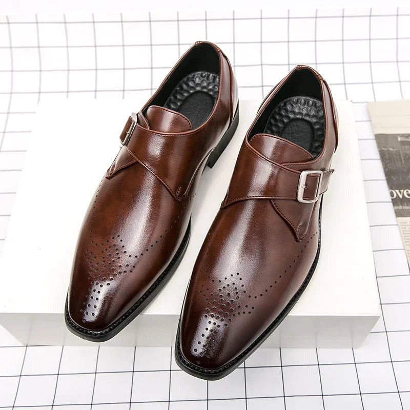 Cameron | Men's Dress Shoes with Single Strap Buckle, Formal Strap Loafers | The Dress Cellar