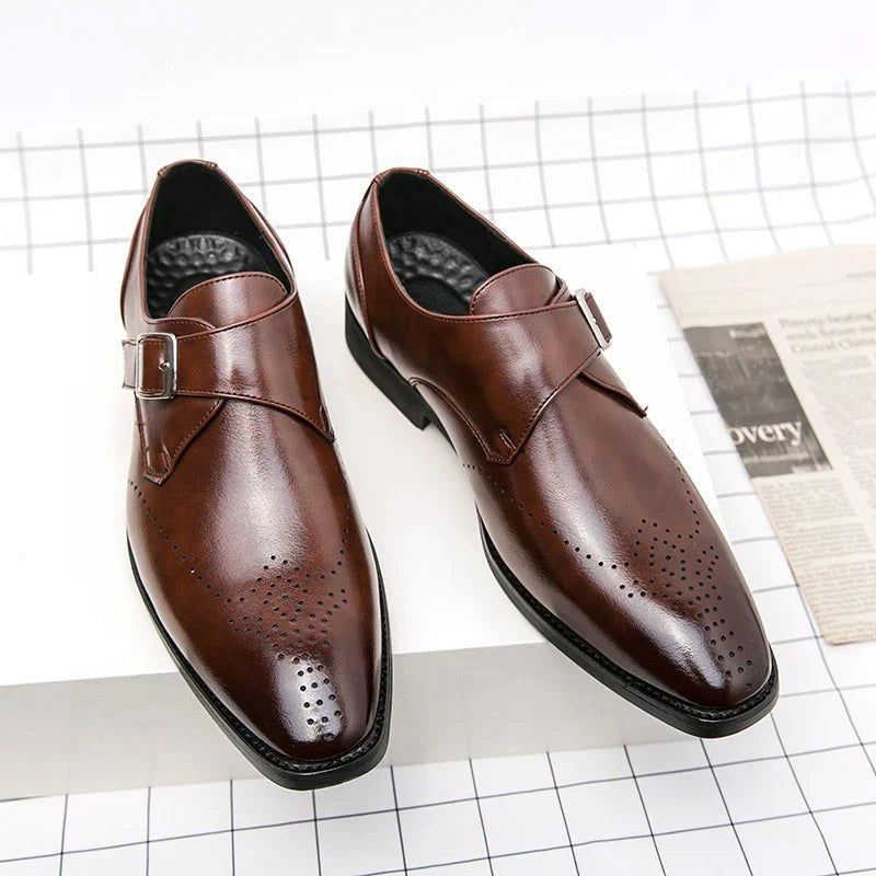 Cameron | Men's Dress Shoes with Single Strap Buckle, Formal Strap Loafers | The Dress Cellar