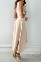 Deborah | Women's Wrap-Front Maxi Dress, Asymmetric Drapery Evening Dress | The Dress Cellar