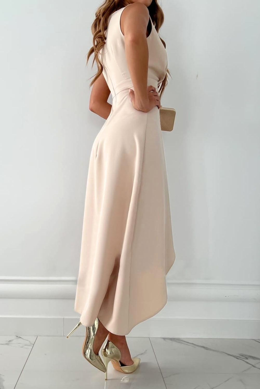 Deborah | Women's Wrap-Front Maxi Dress, Asymmetric Drapery Evening Dress | The Dress Cellar