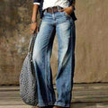 Camille | Women's High-Waist Wide-Leg Jeans, Relaxed Straight Denim Jeans | The Dress Cellar | Light Blue