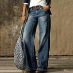 Camille | Women's High-Waist Wide-Leg Jeans, Relaxed Straight Denim Jeans | The Dress Cellar | Blue