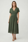 Camille | Women's V-Neck Pleated Midi Dress - image 1