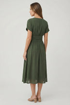 Camille | Women's V-Neck Pleated Midi Dress - image 3