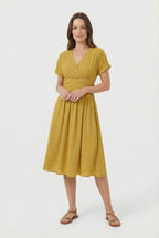 Camille | Women's V-Neck Pleated Midi Dress - image 9