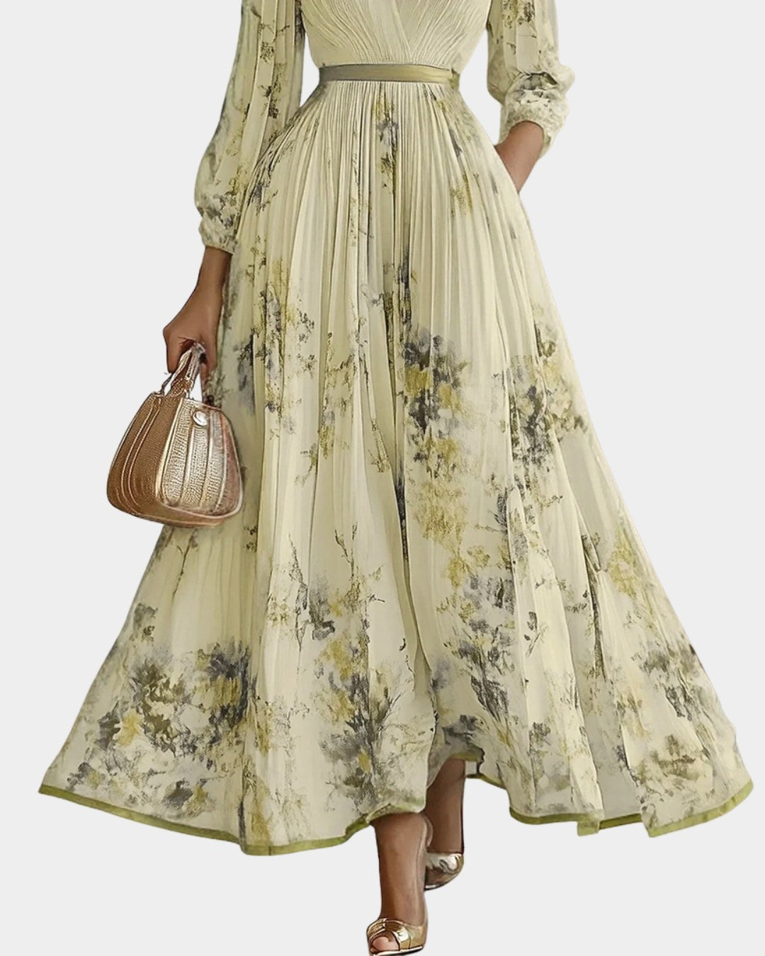 Caroline | Women's Pleated V-Neck Maxi Dress - image 10