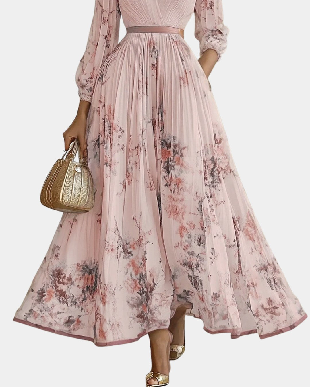 Caroline | Women's Pleated V-Neck Maxi Dress - image 13