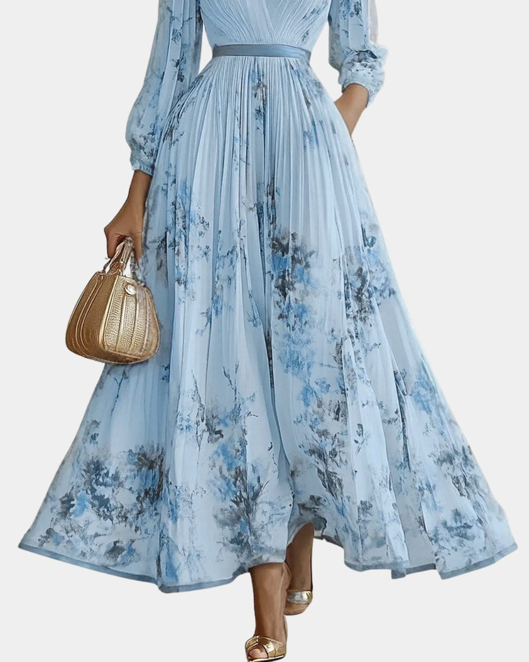 Caroline | Women's Pleated V-Neck Maxi Dress - image 7