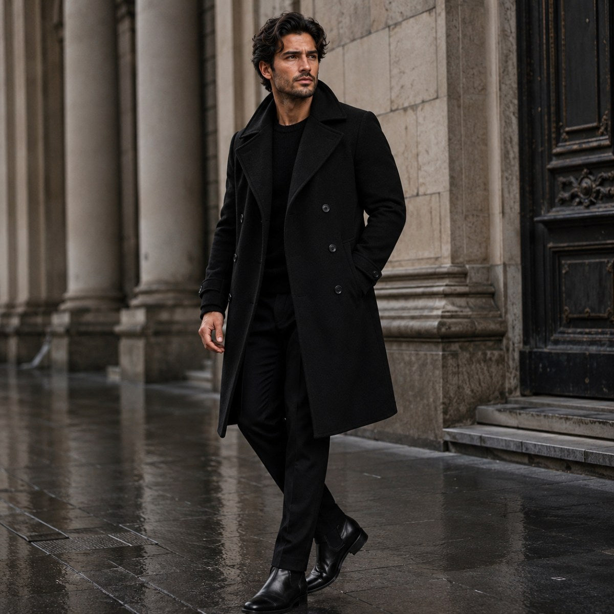 Carson | Men's Double Breasted Wool Trench Coat, Long Tailored Coat | The Dress Cellar