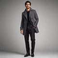 Carson | Men's Double Breasted Wool Trench Coat, Long Tailored Coat | The Dress Cellar | Black