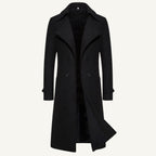Carson | Men's Double Breasted Wool Trench Coat, Long Tailored Coat | The Dress Cellar | Khaki