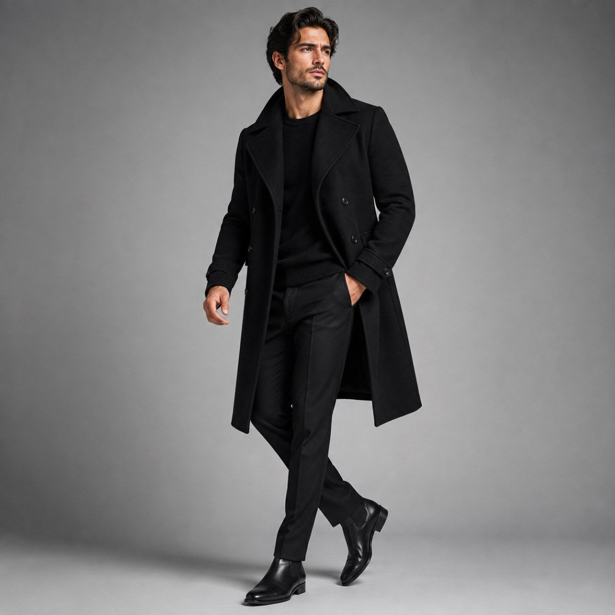 Carson | Men's Double Breasted Wool Trench Coat, Long Tailored Coat | The Dress Cellar
