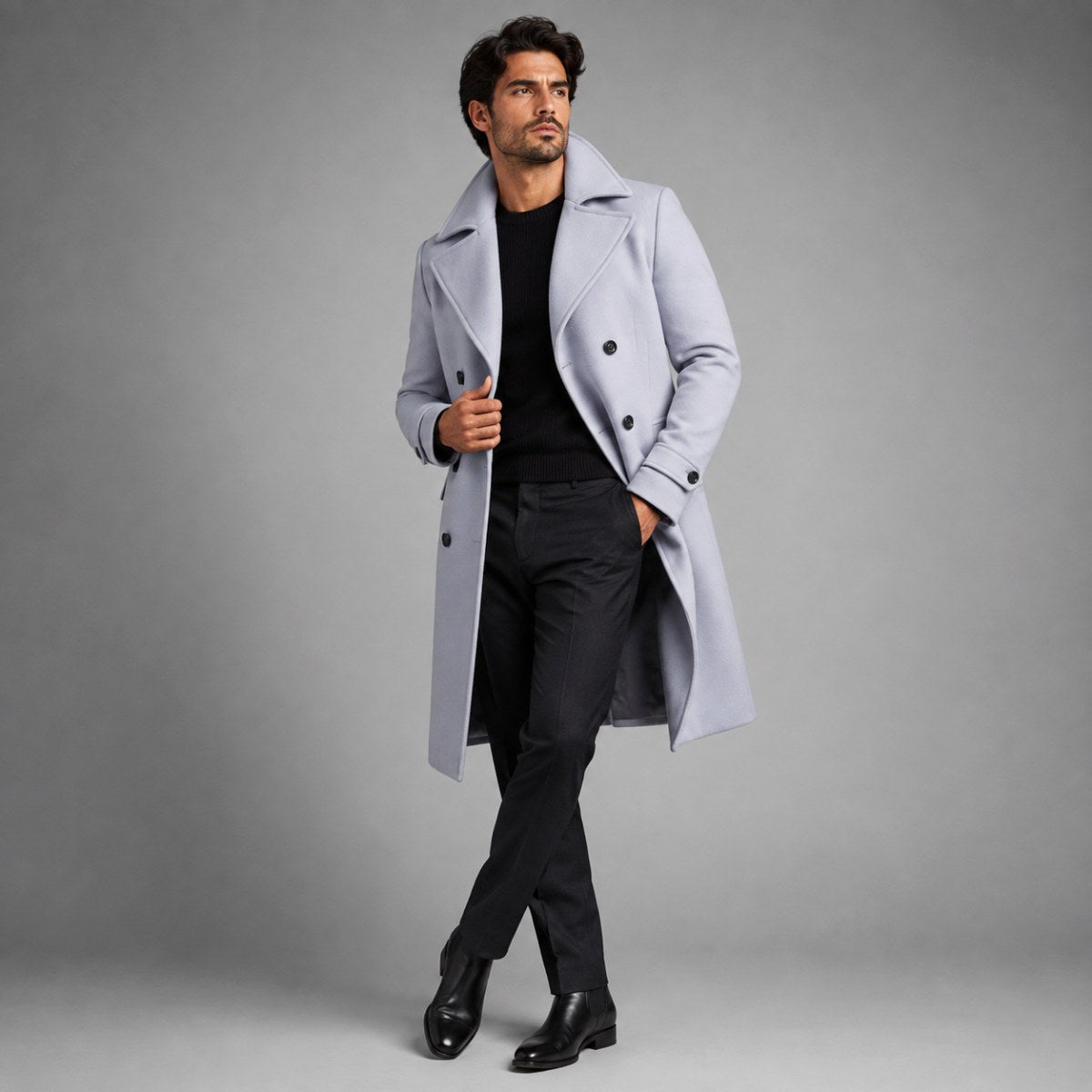 Carson | Men's Double Breasted Wool Trench Coat, Long Tailored Coat | The Dress Cellar