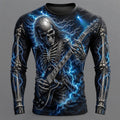 Carter | Men's Long Sleeve Graphic Shirt, Skeleton Guitar Print Shirt | The Dress Cellar | Blue