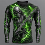 Carter | Men's Long Sleeve Graphic Shirt, Skeleton Guitar Print Shirt | The Dress Cellar | Green