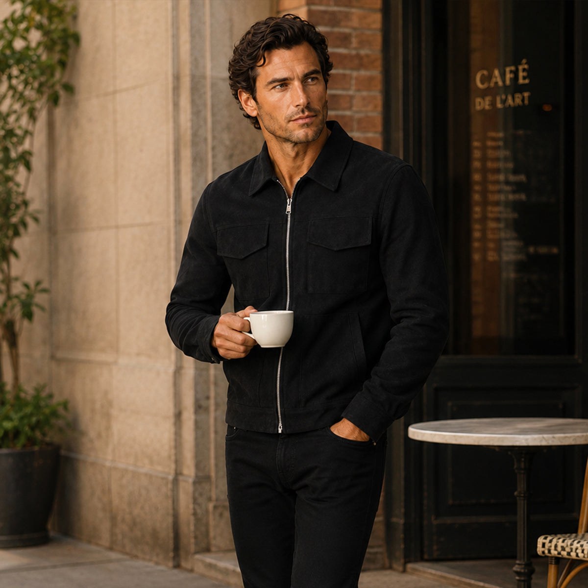 Carter | Men's Suede-Effect Jacket, Modern Smart Jacket | The Dress Cellar