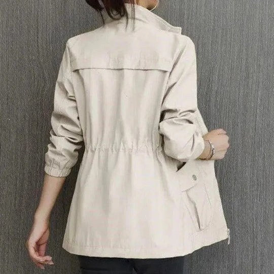 Catherine | Women's Lightweight Waterproof Trench Coat, Hooded Autumn Coat | The Dress Cellar | Beige