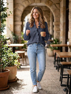 Celeste | Women's Ruffle V-Neck Blouse, Long-Sleeve Casual Blouse | The Dress Cellar