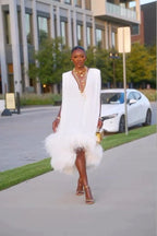 Celeste | Women's Sleeveless Feather Midi Dress - image 2