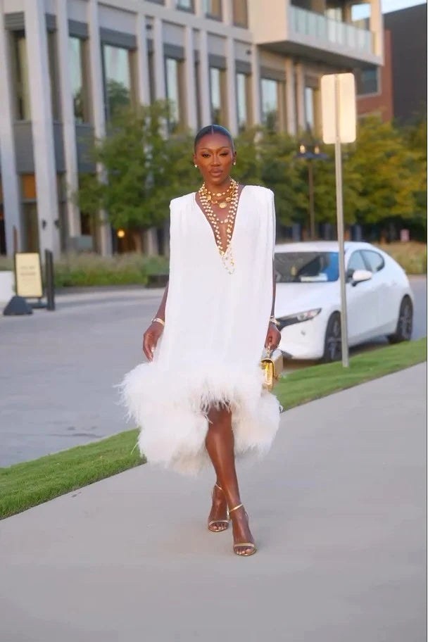 Celeste | Women's Sleeveless Feather Midi Dress - image 2